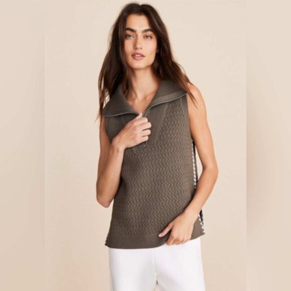 🌵✨NWT LOU & GREY Crochet Pointelle Half Zip Sweater✨